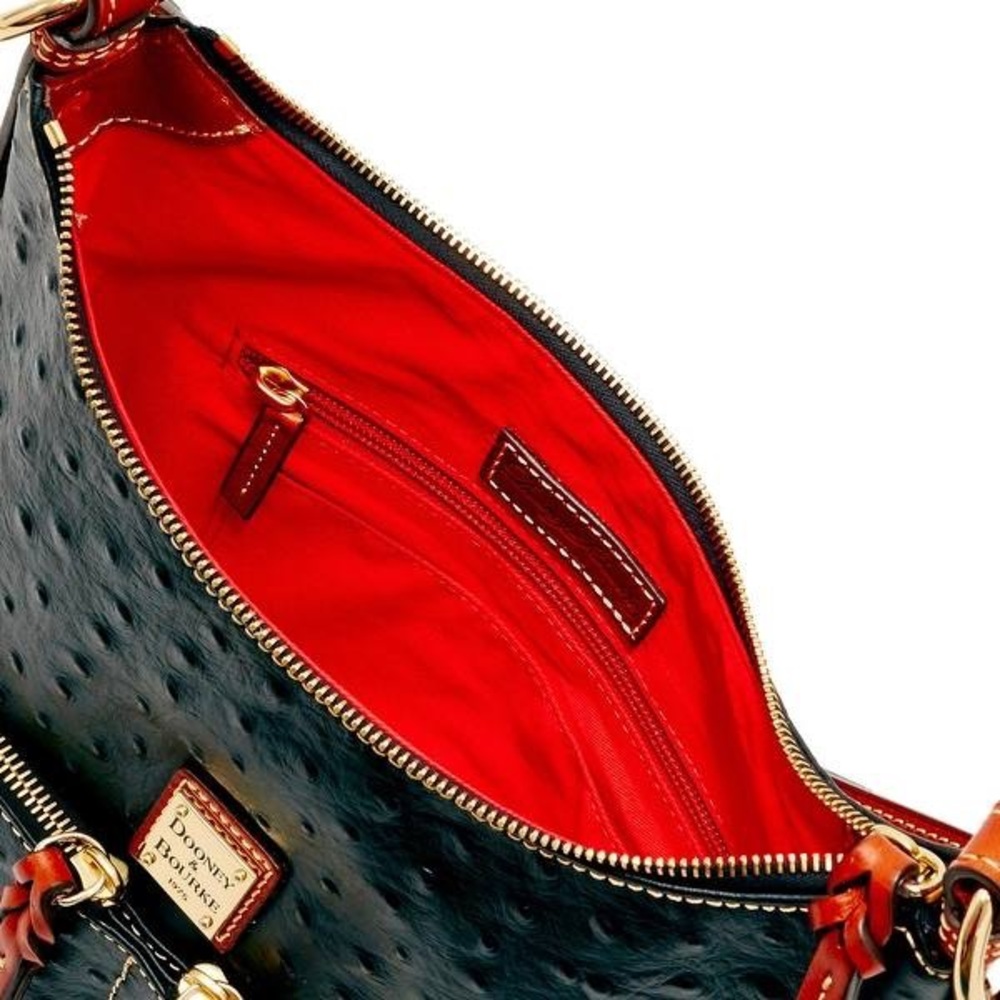 Dooney Bourke Black Ostrich Crossbody Shoulder Bag - Picture 6 of 6